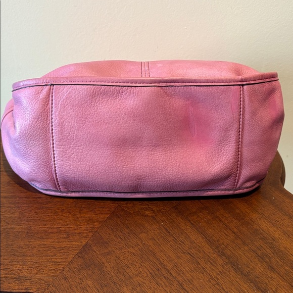 B Makowsky shoulder bag satchel smooth leather faded rose whip stitch strap - Picture 9 of 17